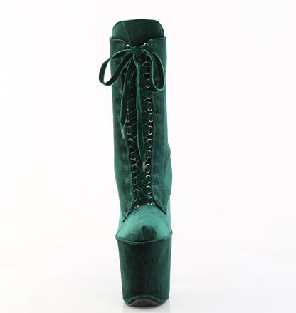 FLAMINGO-1045VEL *8" Heel, 4" PF Velvet Lace-Up Front Ankle Boot