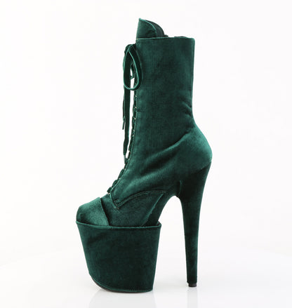 FLAMINGO-1045VEL *8" Heel, 4" PF Velvet Lace-Up Front Ankle Boot