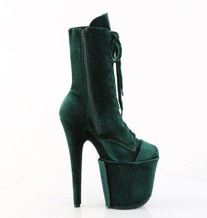 FLAMINGO-1045VEL *8" Heel, 4" PF Velvet Lace-Up Front Ankle Boot