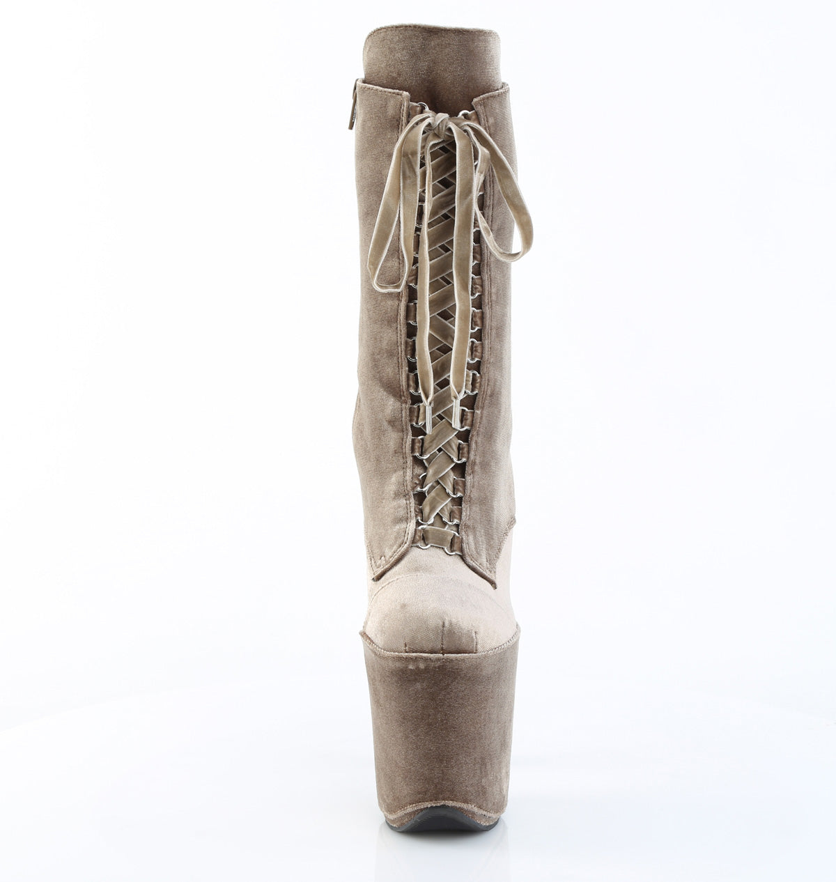 FLAMINGO-1045VEL *8" Heel, 4" PF Velvet Lace-Up Front Ankle Boot