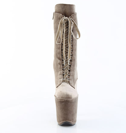 FLAMINGO-1045VEL *8" Heel, 4" PF Velvet Lace-Up Front Ankle Boot