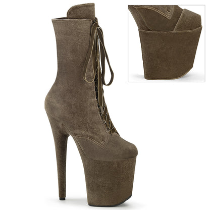 FLAMINGO-1045VEL *8" Heel, 4" PF Velvet Lace-Up Front Ankle Boot
