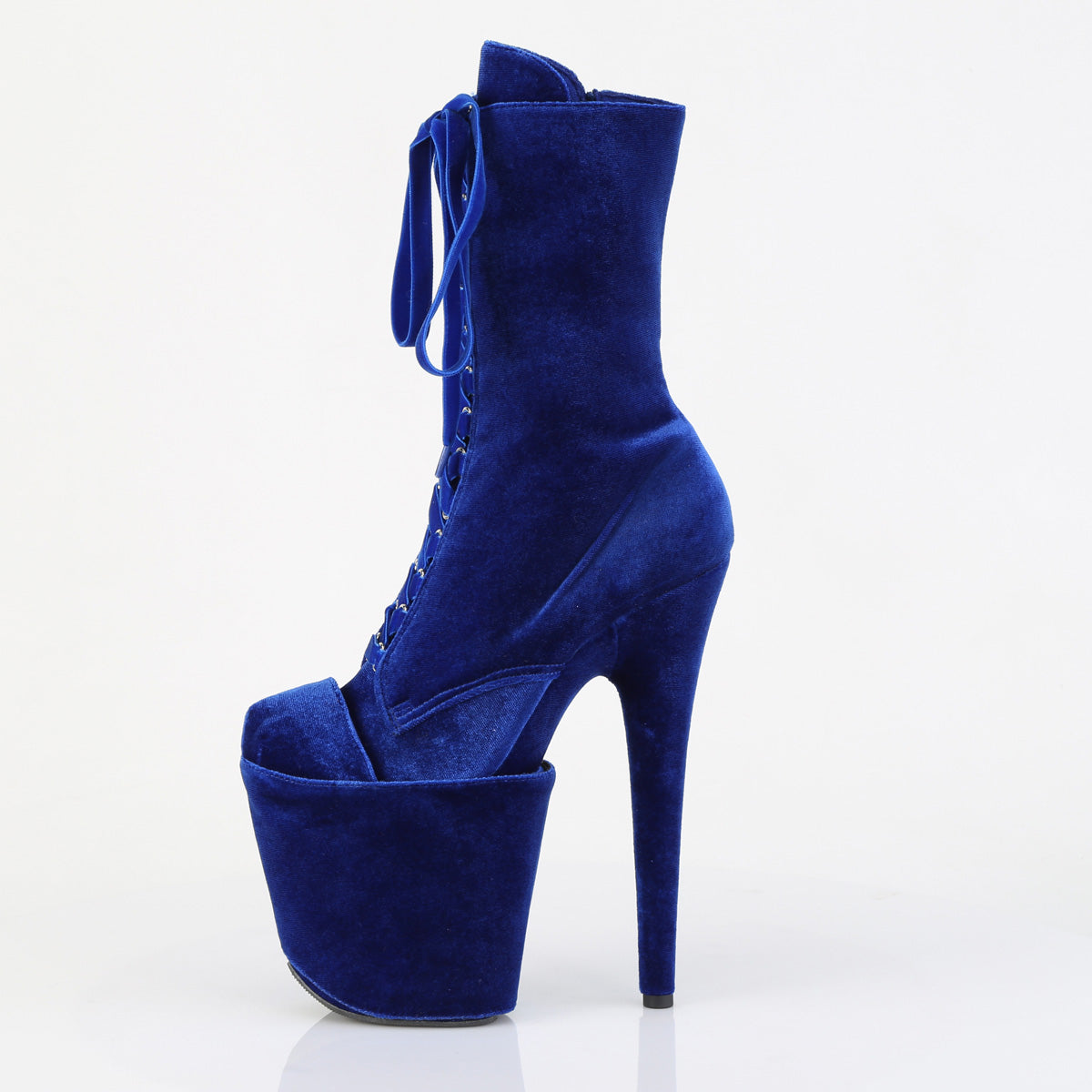 FLAMINGO-1045VEL *8" Heel, 4" PF Velvet Lace-Up Front Ankle Boot