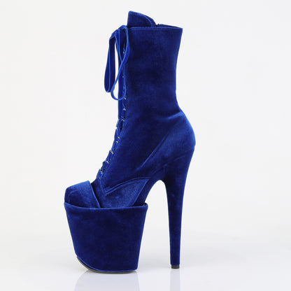 FLAMINGO-1045VEL *8" Heel, 4" PF Velvet Lace-Up Front Ankle Boot