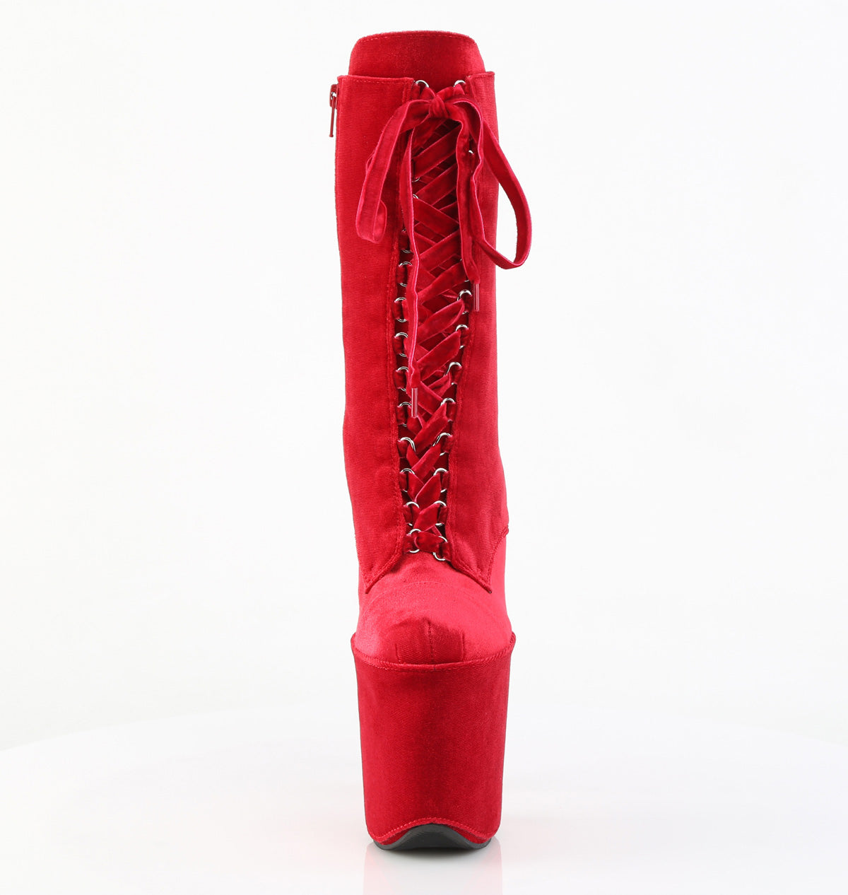 FLAMINGO-1045VEL *8" Heel, 4" PF Velvet Lace-Up Front Ankle Boot