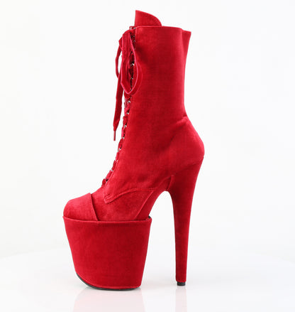 FLAMINGO-1045VEL *8" Heel, 4" PF Velvet Lace-Up Front Ankle Boot