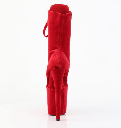 FLAMINGO-1045VEL *8" Heel, 4" PF Velvet Lace-Up Front Ankle Boot