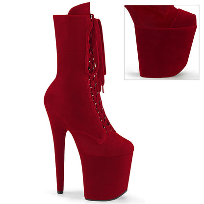 FLAMINGO-1045VEL *8" Heel, 4" PF Velvet Lace-Up Front Ankle Boot