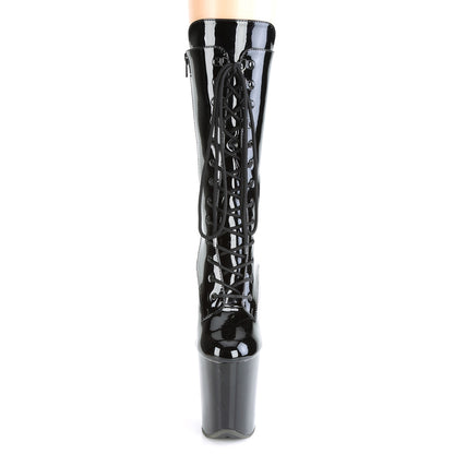 FLAMINGO-1050 8" Heel, 4" PF Lace-Up Front Mid Calf Boot, Side Zip