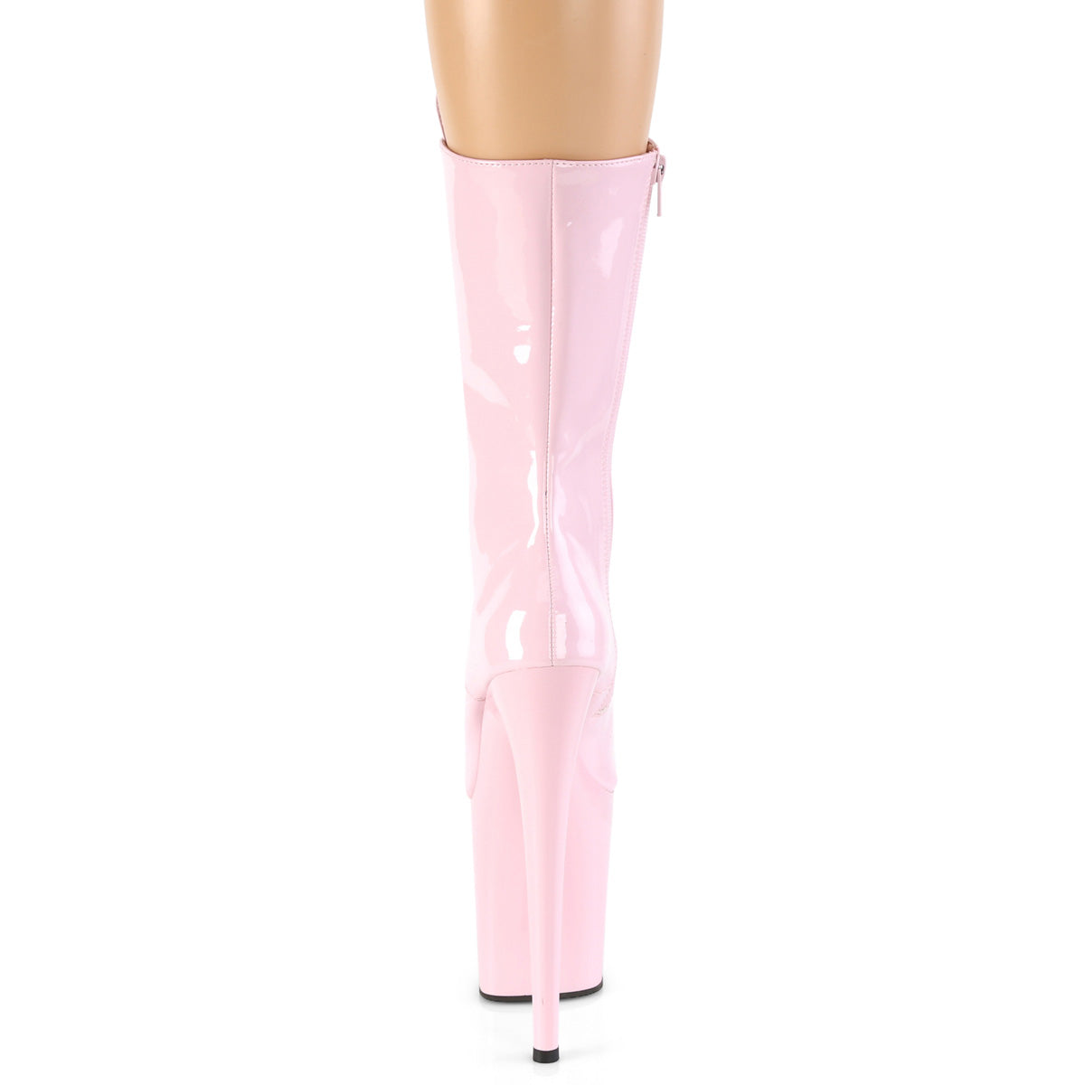 FLAMINGO-1050 8" Heel, 4" PF Lace-Up Front Mid Calf Boot, Side Zip