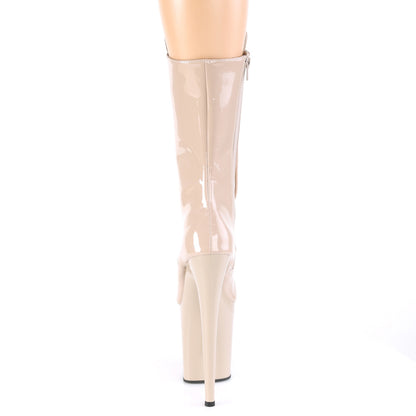 FLAMINGO-1050 8" Heel, 4" PF Lace-Up Front Mid Calf Boot, Side Zip