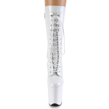 FLAMINGO-1050 8" Heel, 4" PF Lace-Up Front Mid Calf Boot, Side Zip