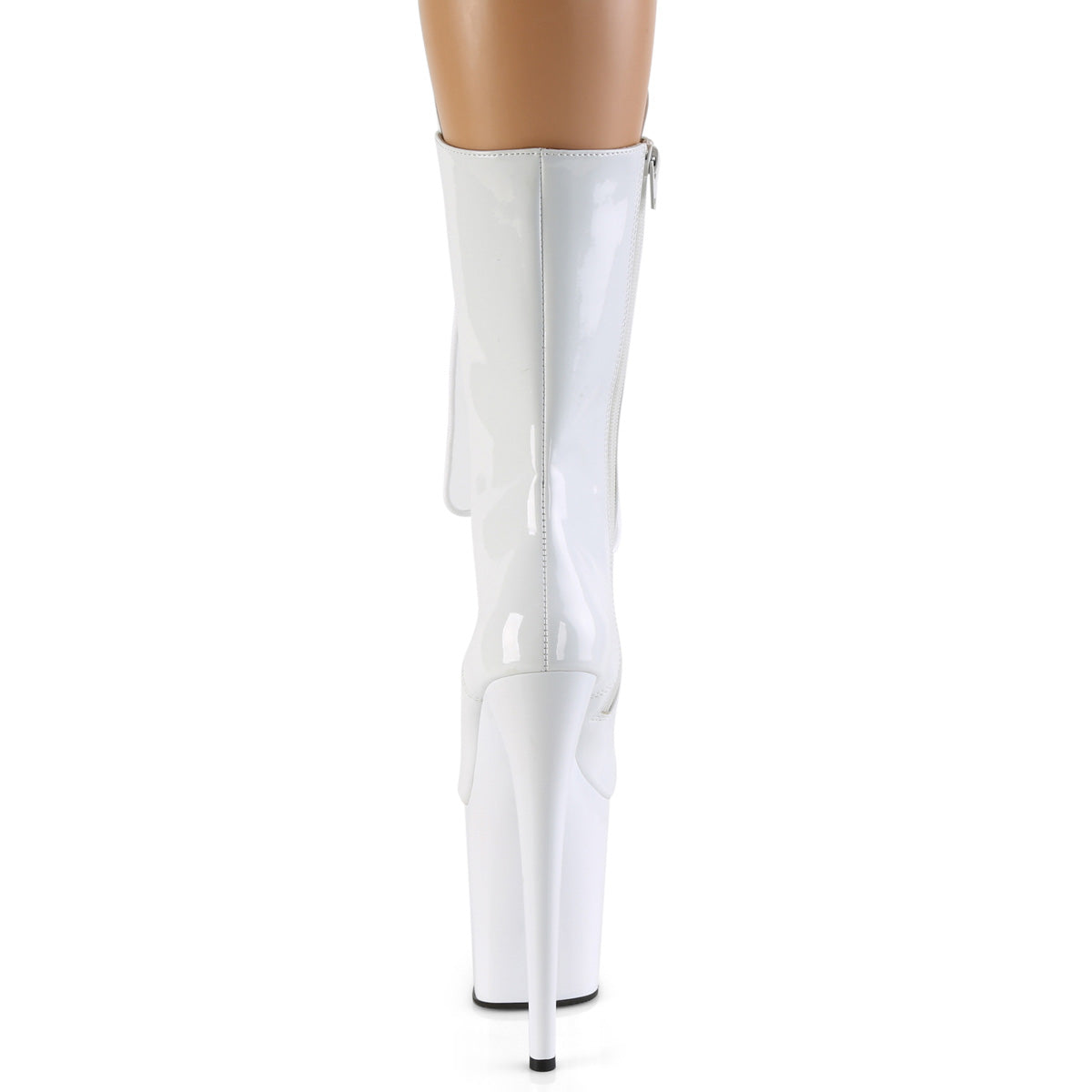 FLAMINGO-1050 8" Heel, 4" PF Lace-Up Front Mid Calf Boot, Side Zip