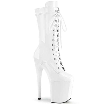 FLAMINGO-1050 8" Heel, 4" PF Lace-Up Front Mid Calf Boot, Side Zip