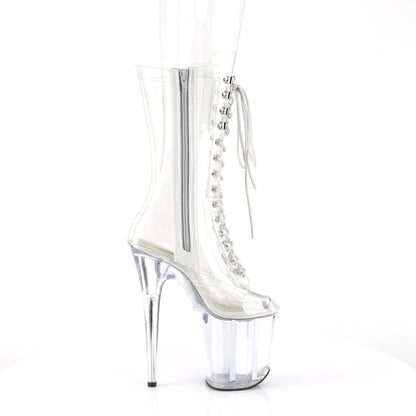 FLAMINGO-1050C *8" Heel, 4" PF Lace-Up Front Mid Calf Boot, Side Zip