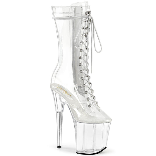 FLAMINGO-1050C *8" Heel, 4" PF Lace-Up Front Mid Calf Boot, Side Zip