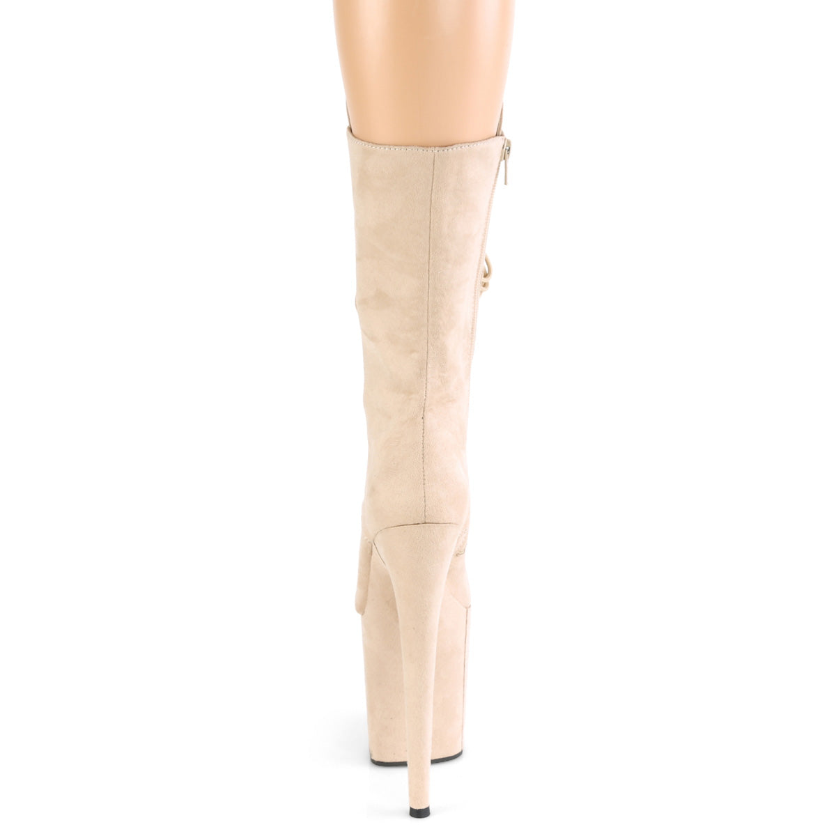 FLAMINGO-1050FS 8" Heel, 4" PF Lace-Up Front Mid Calf Boot, Side Zip