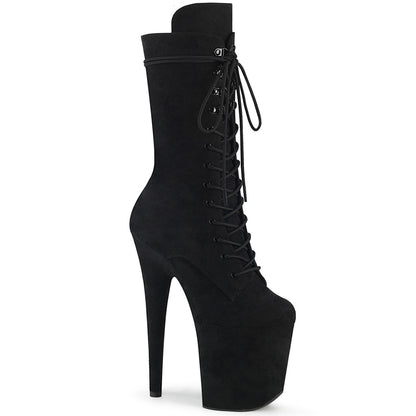 FLAMINGO-1050FS 8" Heel, 4" PF Lace-Up Front Mid Calf Boot, Side Zip