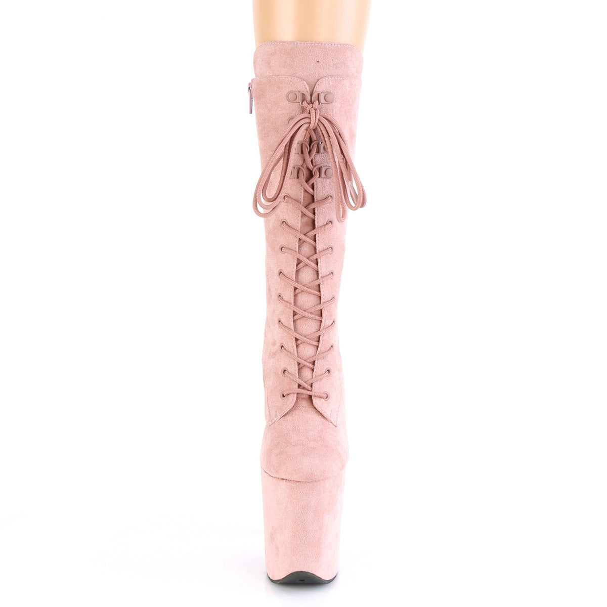 FLAMINGO-1050FS 8" Heel, 4" PF Lace-Up Front Mid Calf Boot, Side Zip