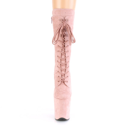 FLAMINGO-1050FS 8" Heel, 4" PF Lace-Up Front Mid Calf Boot, Side Zip