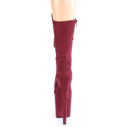 FLAMINGO-1050FS *8" Heel, 4" PF Lace-Up Front Mid Calf Boot, Side Zip