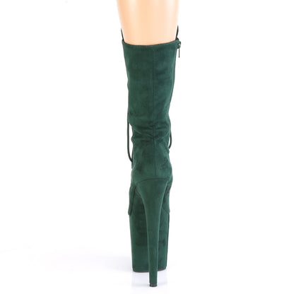FLAMINGO-1050FS *8" Heel, 4" PF Lace-Up Front Mid Calf Boot, Side Zip