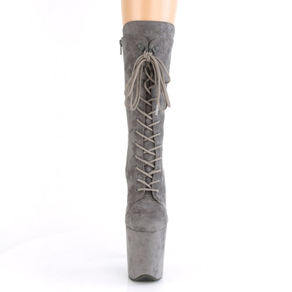 FLAMINGO-1050FS *8" Heel, 4" PF Lace-Up Front Mid Calf Boot, Side Zip