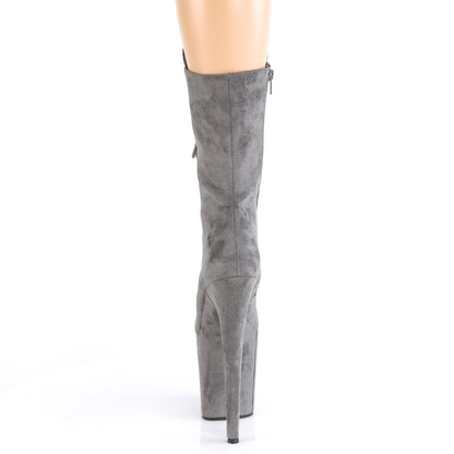FLAMINGO-1050FS *8" Heel, 4" PF Lace-Up Front Mid Calf Boot, Side Zip