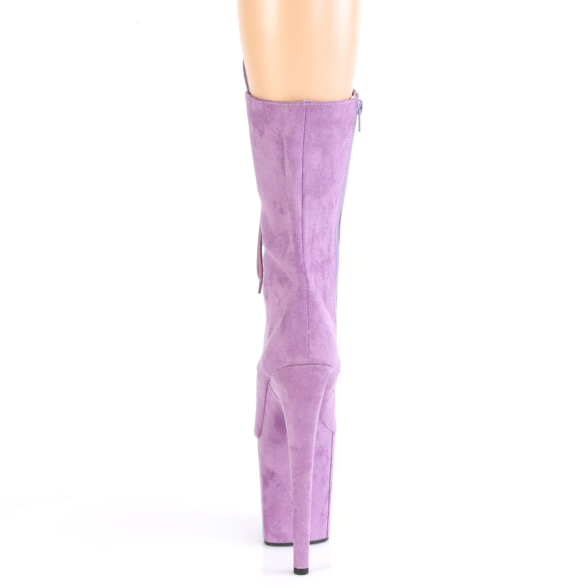 FLAMINGO-1050FS *8" Heel, 4" PF Lace-Up Front Mid Calf Boot, Side Zip