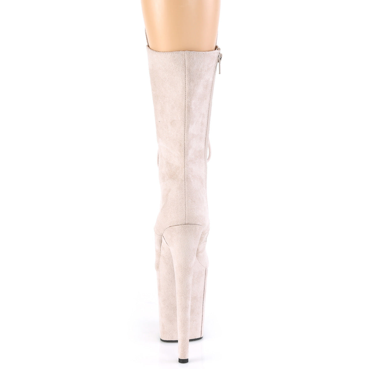 FLAMINGO-1050FS *8" Heel, 4" PF Lace-Up Front Mid Calf Boot, Side Zip