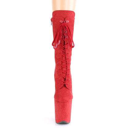 FLAMINGO-1050FS *8" Heel, 4" PF Lace-Up Front Mid Calf Boot, Side Zip