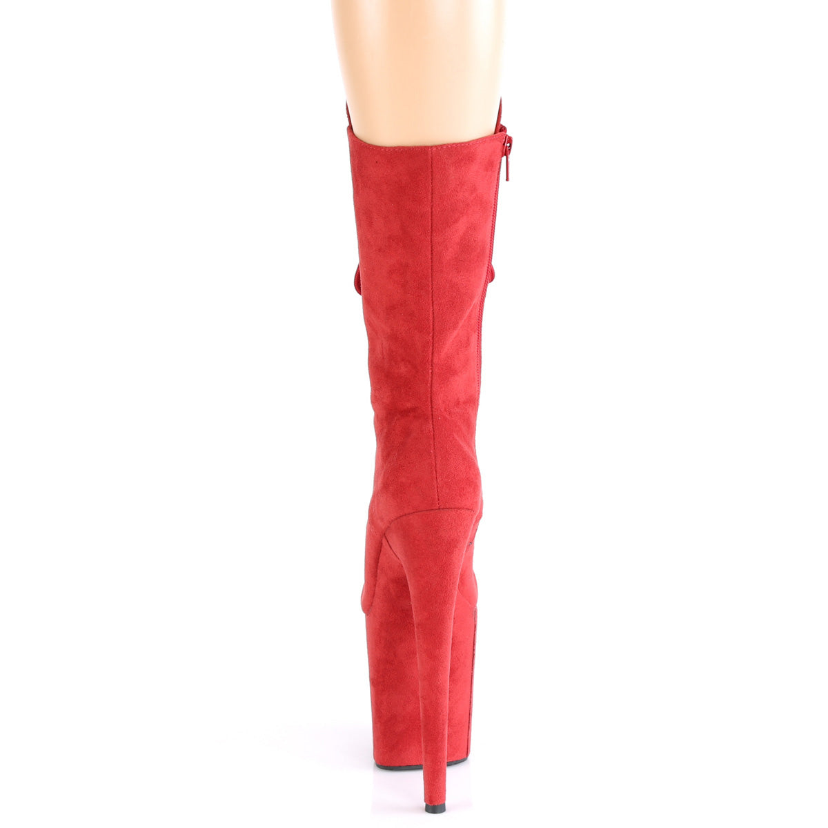 FLAMINGO-1050FS *8" Heel, 4" PF Lace-Up Front Mid Calf Boot, Side Zip