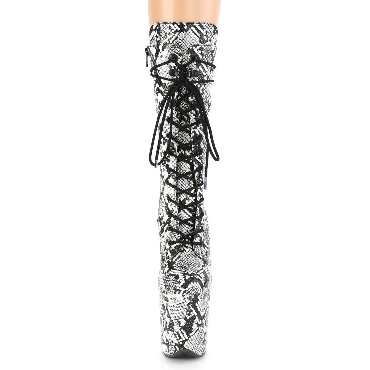FLAMINGO-1050SP 8" Heel, 4" PF Lace-Up Front Mid Calf Boot, Side Zip