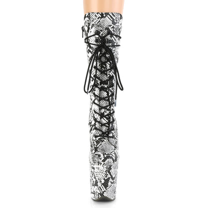 FLAMINGO-1050SP 8" Heel, 4" PF Lace-Up Front Mid Calf Boot, Side Zip