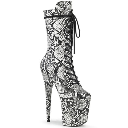 FLAMINGO-1050SP 8" Heel, 4" PF Lace-Up Front Mid Calf Boot, Side Zip