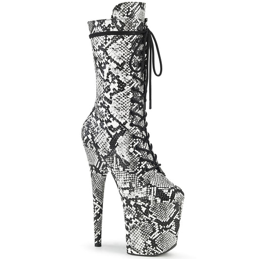 FLAMINGO-1050SP 8" Heel, 4" PF Lace-Up Front Mid Calf Boot, Side Zip