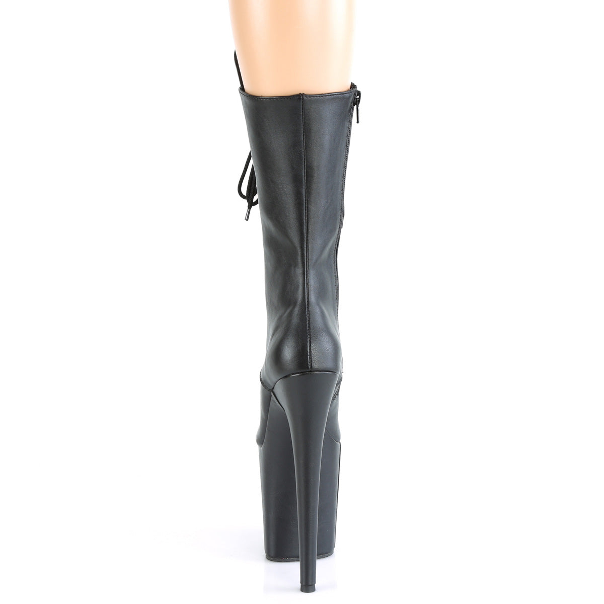 FLAMINGO-1050WR 8" Heel, 4" PF Lace-Up Front Mid Calf Boot, Side Zip