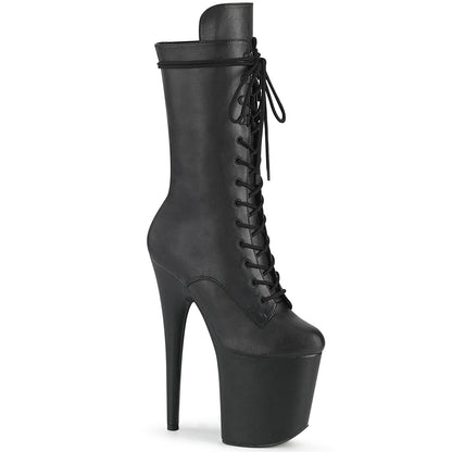 FLAMINGO-1050WR 8" Heel, 4" PF Lace-Up Front Mid Calf Boot, Side Zip