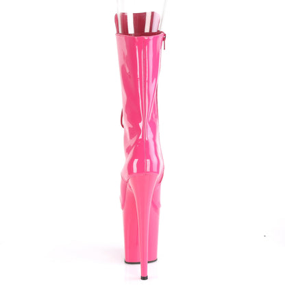 FLAMINGO-1051 *8" Heel, 4" PF Peep Toe Lace-Up Mid Calf Boot, Side Zip