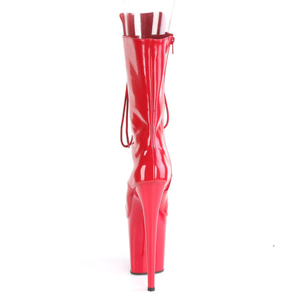 FLAMINGO-1051 *8" Heel, 4" PF Peep Toe Lace-Up Mid Calf Boot, Side Zip