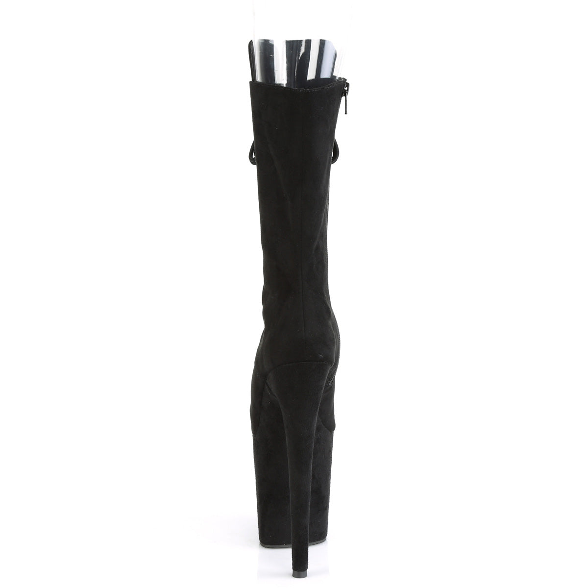 FLAMINGO-1051FS *8" Heel, 4" PF Peep Toe Lace-Up Mid Calf Boot, Side Zip