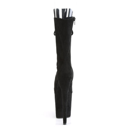 FLAMINGO-1051FS *8" Heel, 4" PF Peep Toe Lace-Up Mid Calf Boot, Side Zip