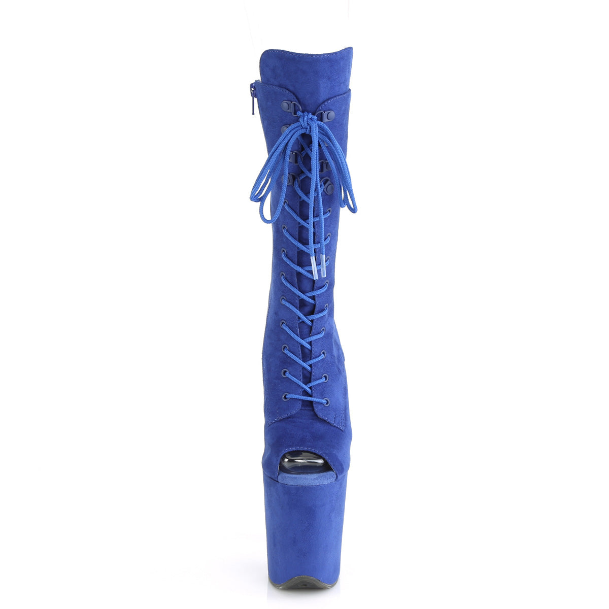 FLAMINGO-1051FS *8" Heel, 4" PF Peep Toe Lace-Up Mid Calf Boot, Side Zip