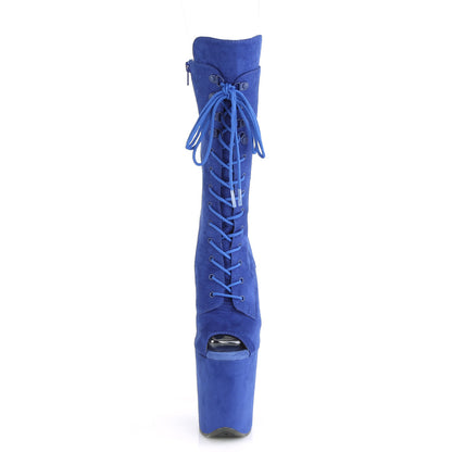 FLAMINGO-1051FS *8" Heel, 4" PF Peep Toe Lace-Up Mid Calf Boot, Side Zip