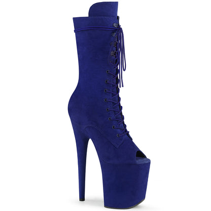 FLAMINGO-1051FS *8" Heel, 4" PF Peep Toe Lace-Up Mid Calf Boot, Side Zip