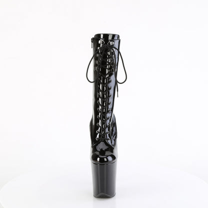 FLAMINGO-1054 8" Heel, 4" PF Lace-Up Front Mid Calf Boot, Side Zip