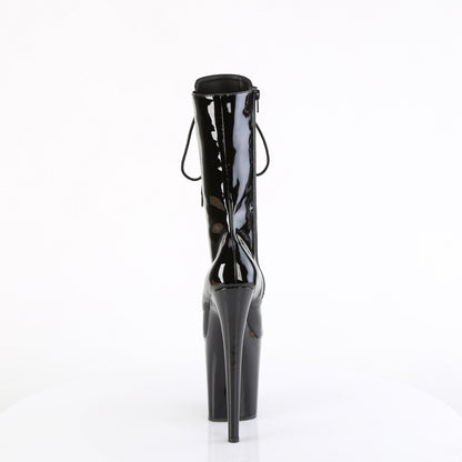 FLAMINGO-1054 8" Heel, 4" PF Lace-Up Front Mid Calf Boot, Side Zip