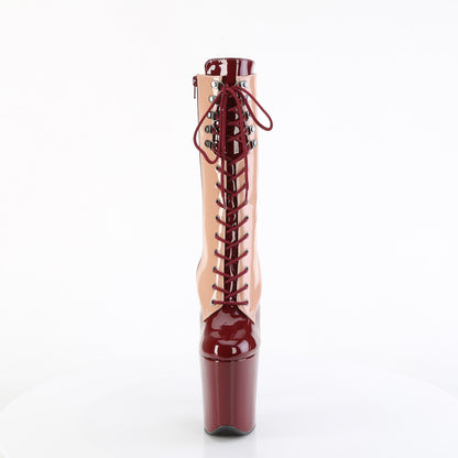 FLAMINGO-1054DC *8" Heel, 4" PF Two Tone Lace-Up Mid Calf Boot, Side Zip