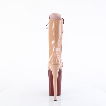 FLAMINGO-1054DC *8" Heel, 4" PF Two Tone Lace-Up Mid Calf Boot, Side Zip