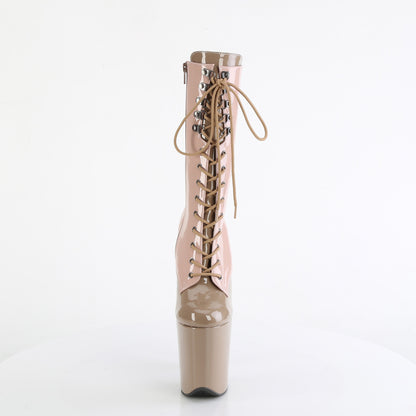 FLAMINGO-1054DC *8" Heel, 4" PF Two Tone Lace-Up Mid Calf Boot, Side Zip